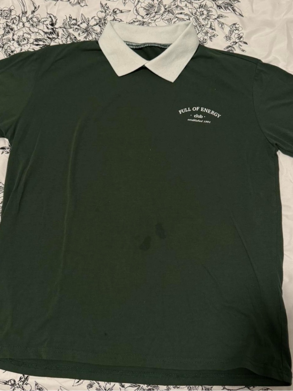 SHEIN Dark Green Polo with White Contrast Collar